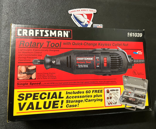 NOS Vintage Craftsman Rotary Tool USA Made w/ Accessories and Case