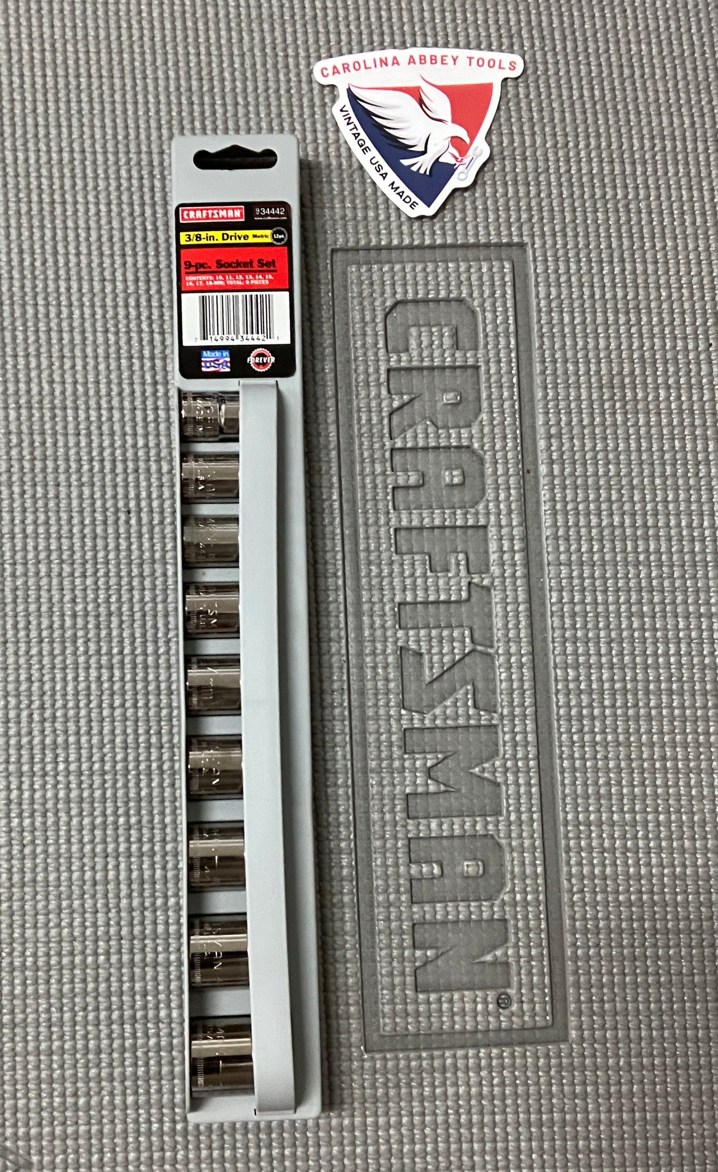 NOS Sears Craftsman 12 Point 3/8” Drive Socket Set Metric 34442 USA 10-18mm