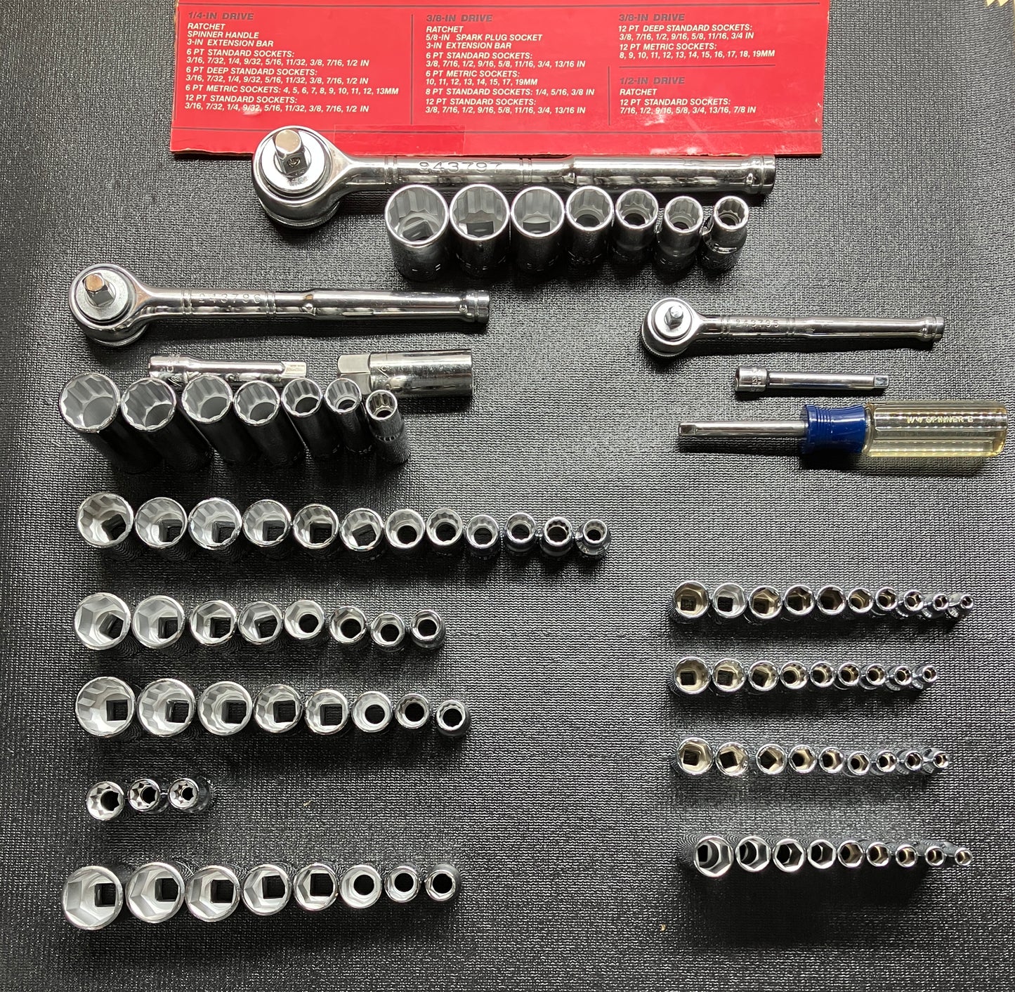 Vintage Craftsman 97pc Socket Set EE 1/4”3/8” 1/2” Ratchets 6pt 8pt 12pt Sockets