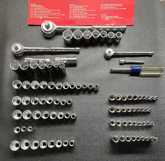 Vintage Craftsman 97pc Socket Set EE 1/4”3/8” 1/2” Ratchets 6pt 8pt 12pt Sockets