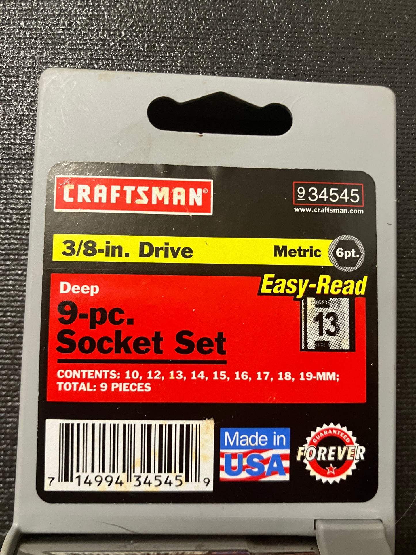 NOS Vintage Craftsman Easy Read Metric 3/8” Drive 6 Point  Deep Sockets 34545 USA
