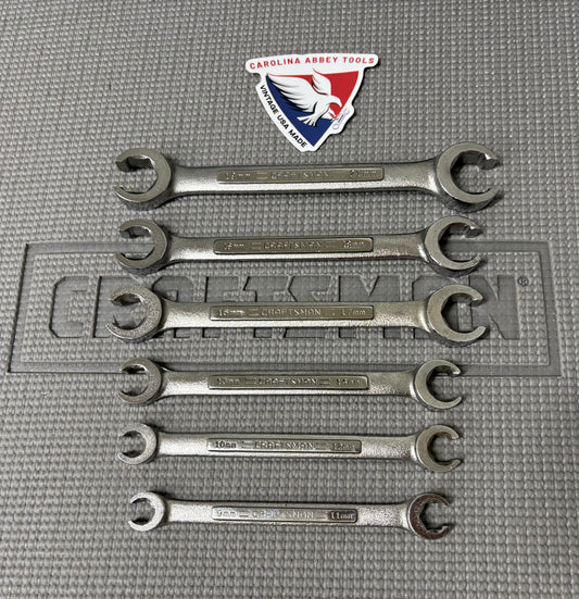 Sears Craftsman USA 6pc Metric Flare Nut Wrench Set -VA- 9mm to 21mm