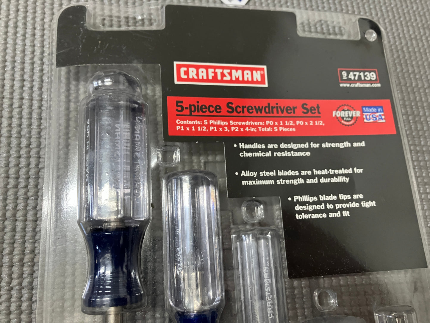 NOS Vintage Sears Craftsman 5Pc Phillips Screwdriver Set 47139 USA