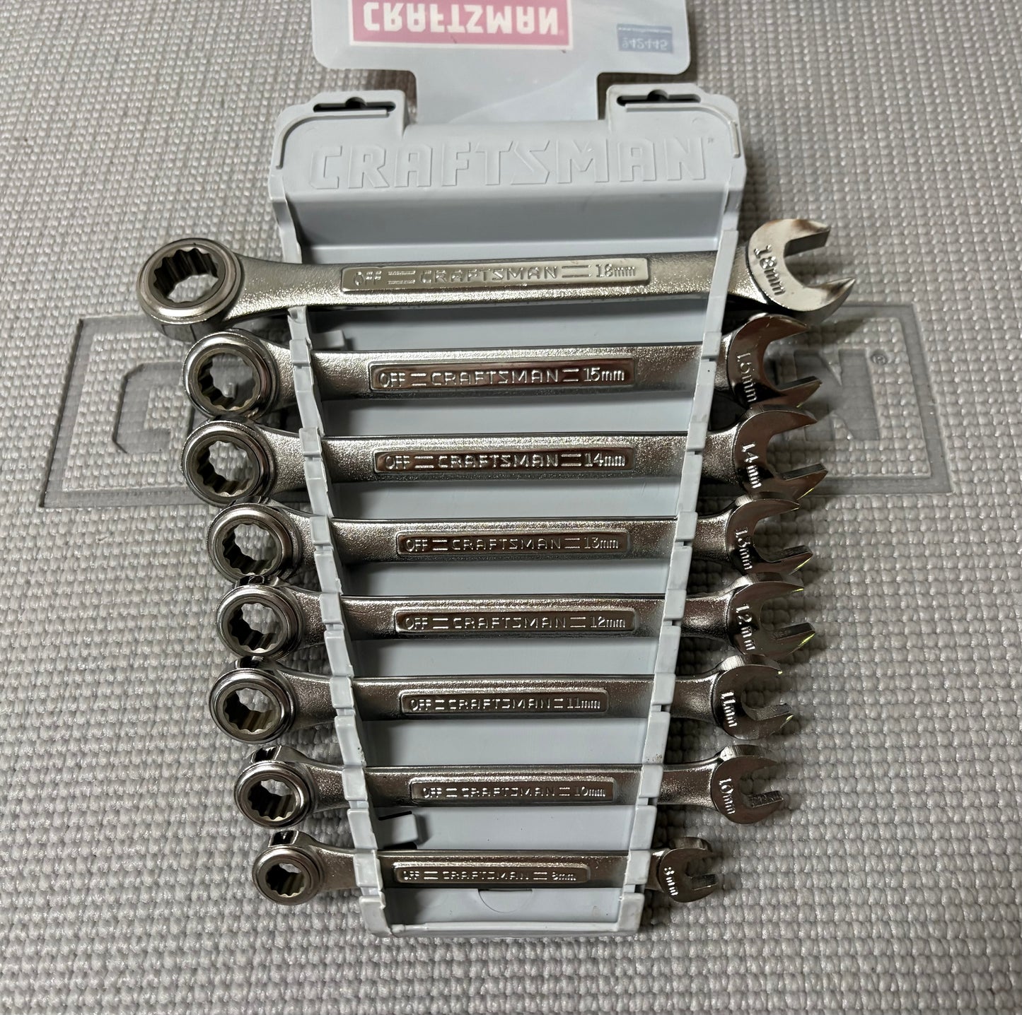 Sears Craftsman USA 8pc Metric Combination Ratcheting Wrench Set 42445 8-18 MM