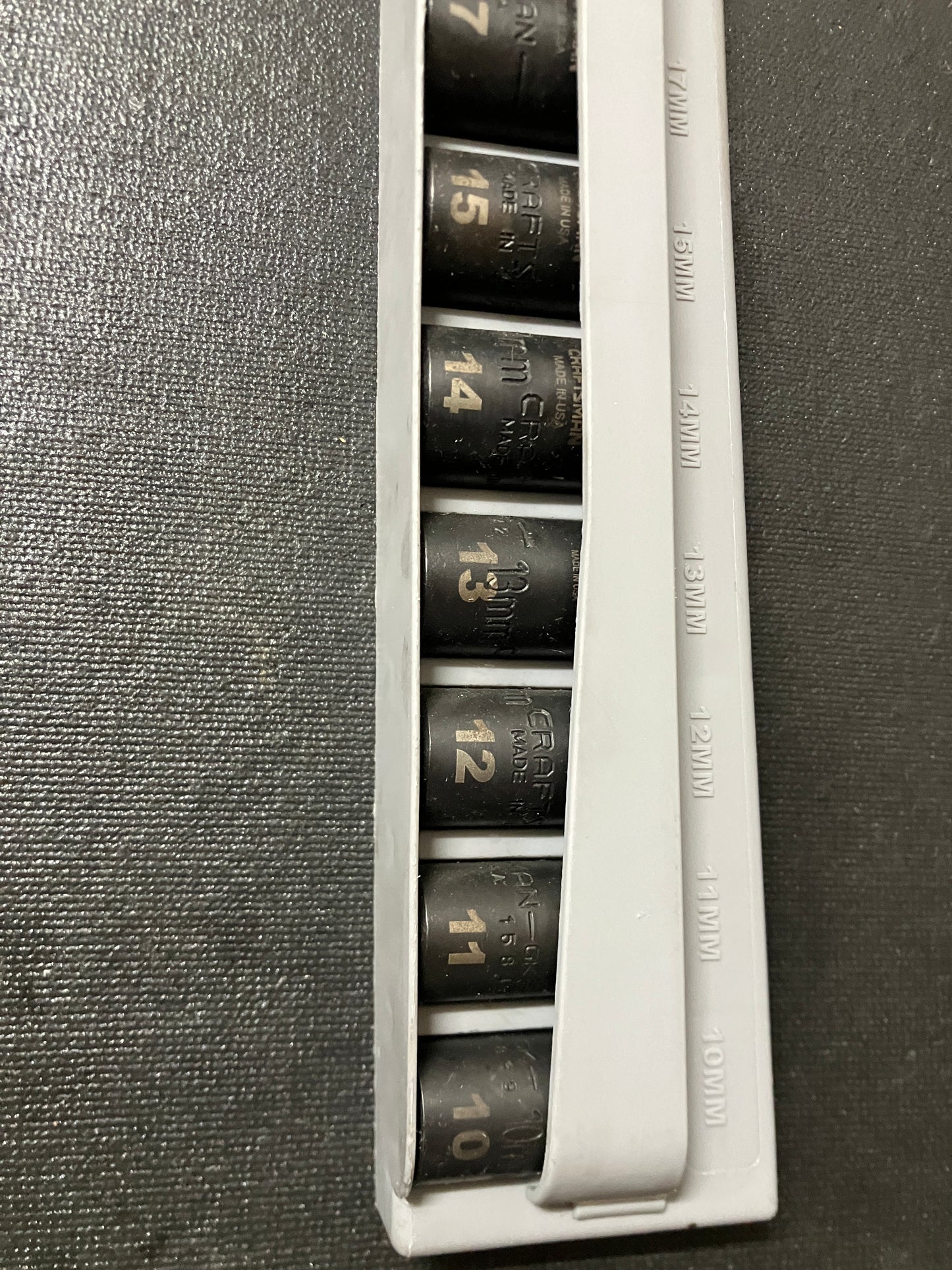 NOS Vintage Craftsman 9pc 3/8” Drive 10-19mm Easy Read Impact Sockets 15581 USA