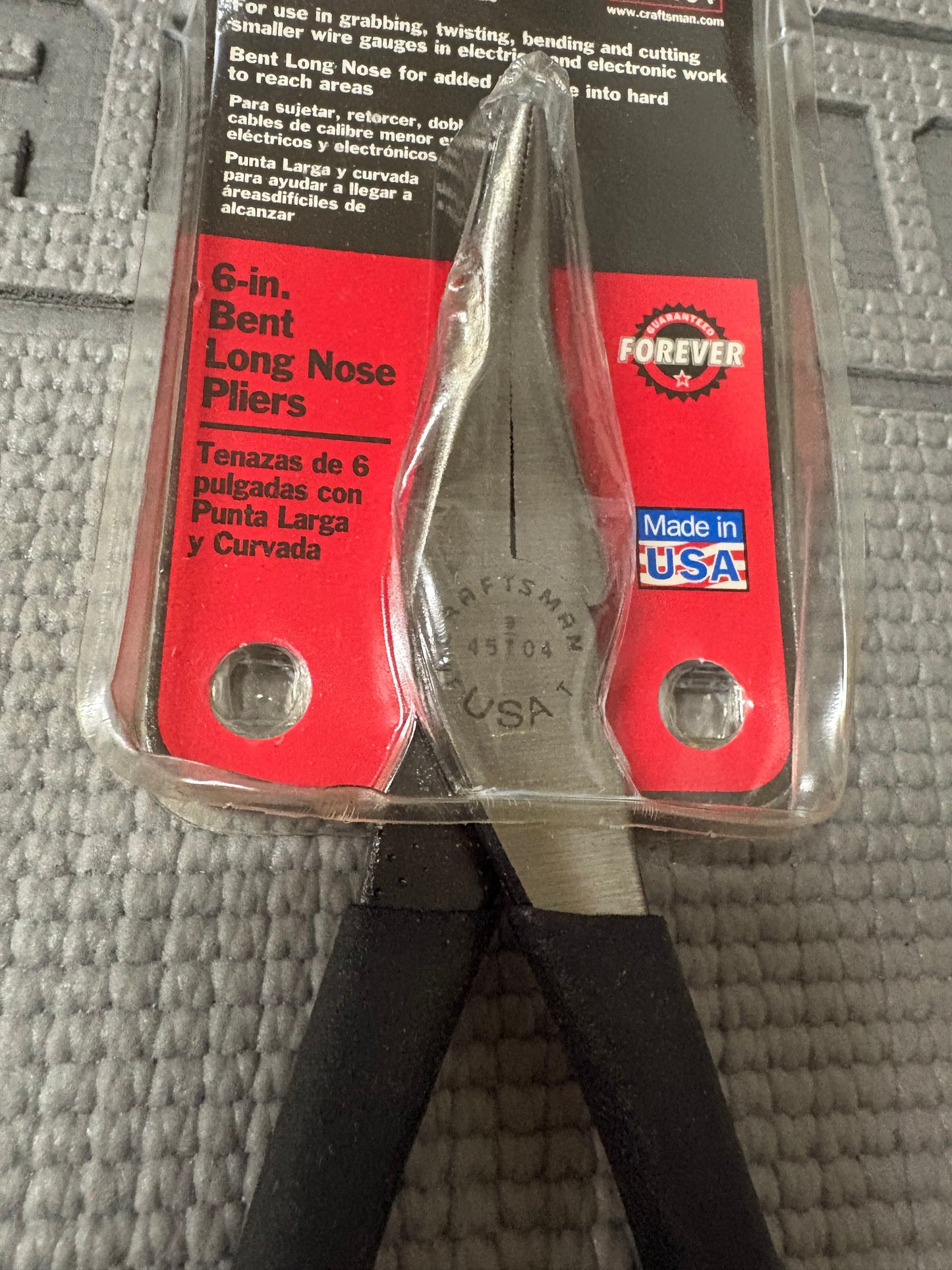 NOS Sears Craftsman USA Bent Long Nose Plier 6” 45104 WF USA New On Tag