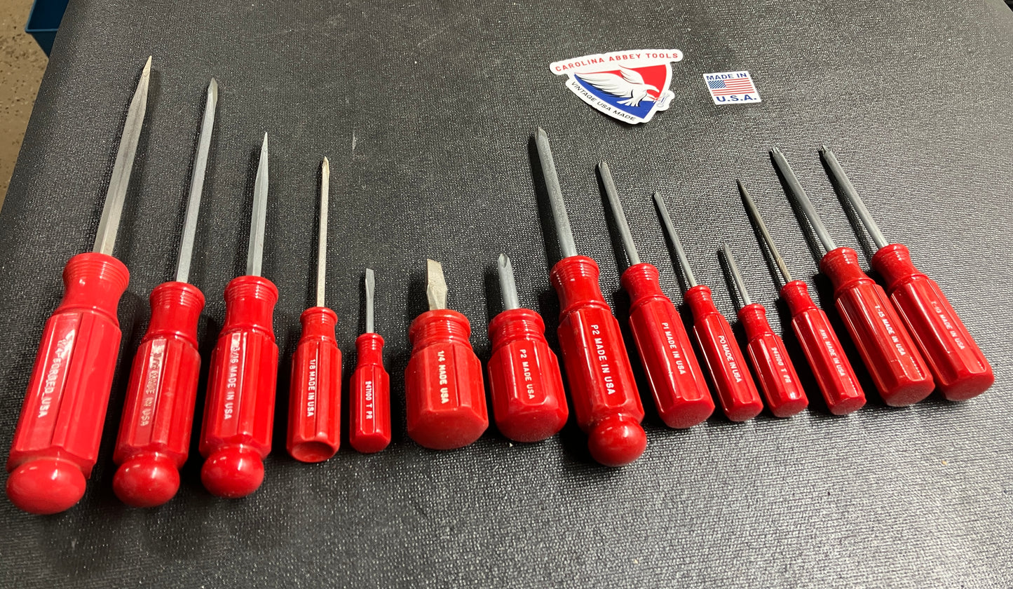 Vintage Craftsman 14pc Red Screwdriver Bundle USA