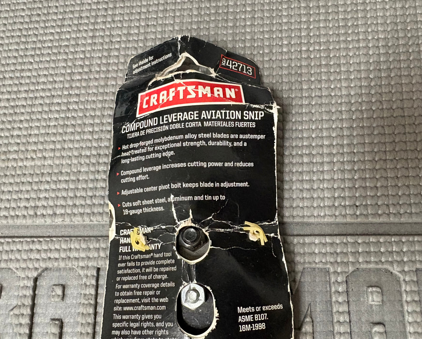 NOS Sears Craftsman Aviation Snip Straight Yellow 42713 USA Compound Leverage