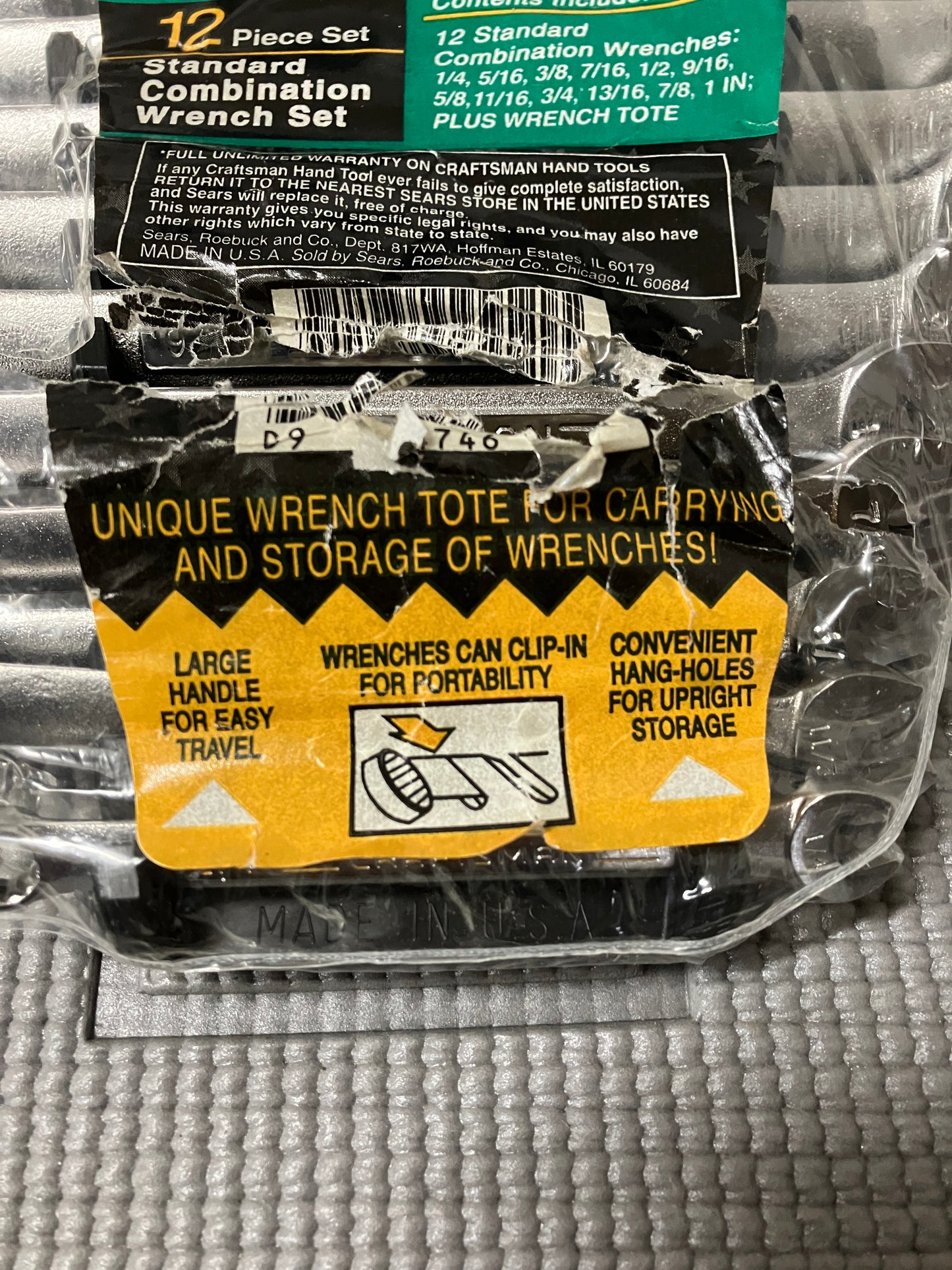 NOS Vintage Sears Craftsman 12pc SAE 12 Point Combination Wrench Set 44746 USA