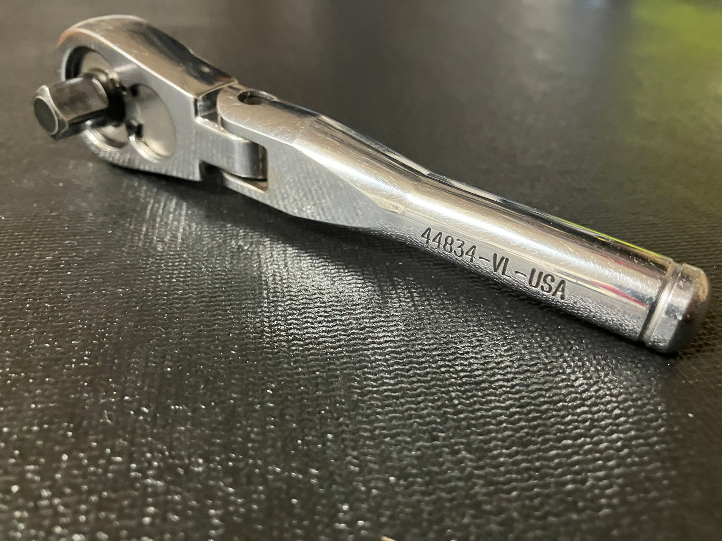 Vintage Craftsman Fully Polished 3/8"  Drive Stubby Flex Ratchet - 44834 VL USA
