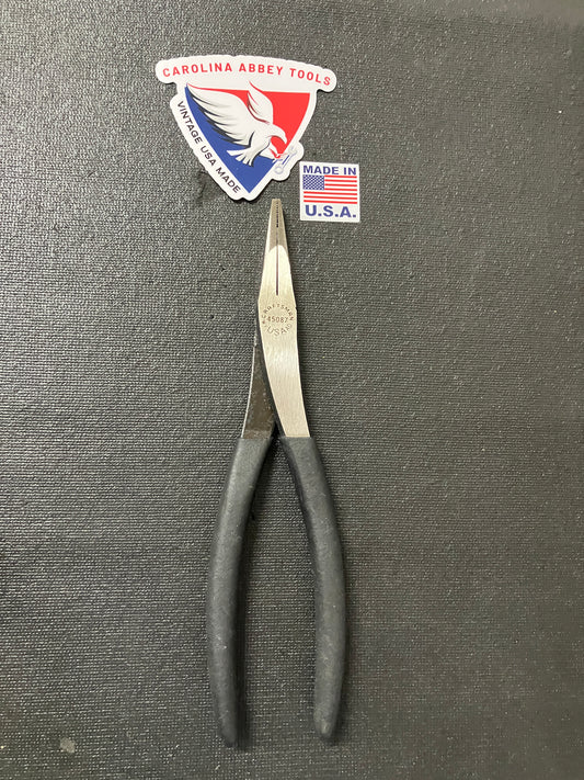 NOS Vintage Craftsman 8" Long Nose Duck Bill Pliers w/ Black Grip 45087 WF USA