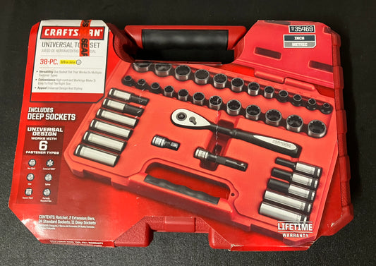 Craftsman 38pc Universal Tool Set 35469 Rare Universal Mechanics Set Open Box