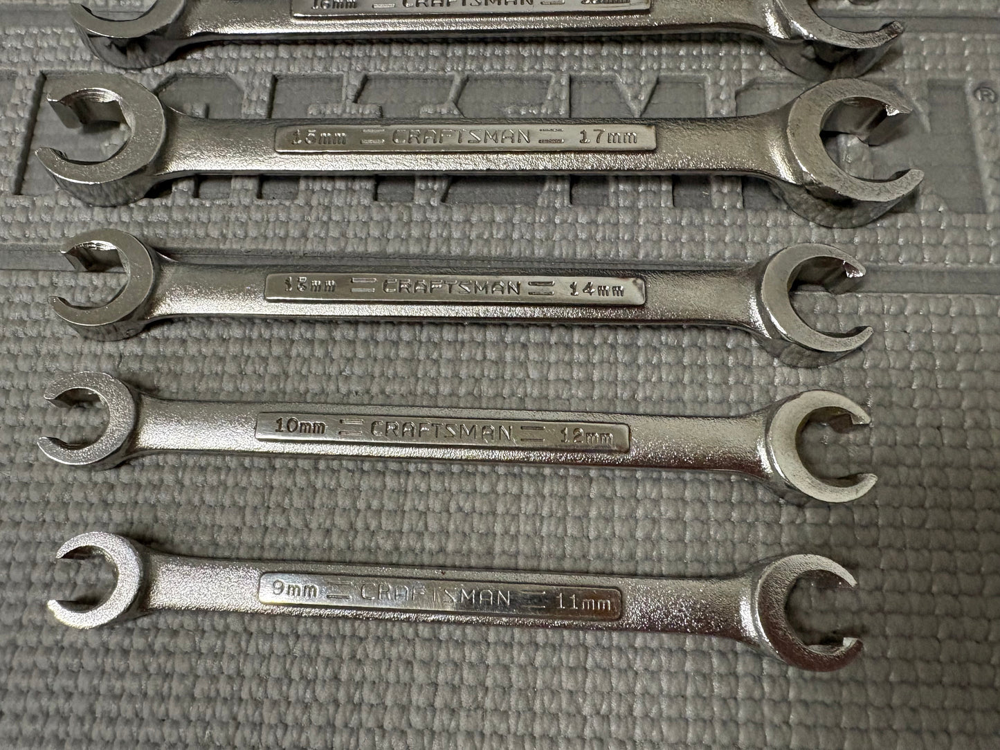 Sears Craftsman USA 6pc Metric Flare Nut Wrench Set -VA- 9mm to 21mm