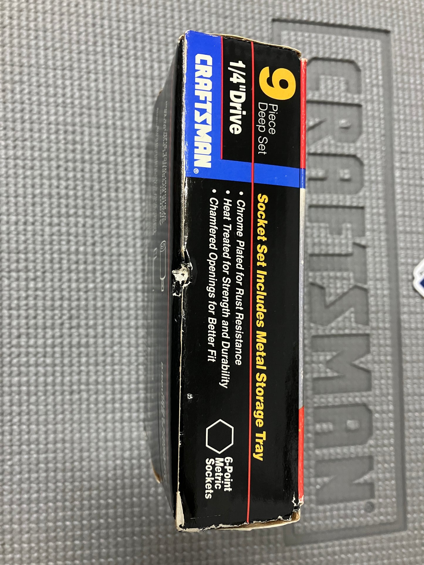 NOS Rare Sears Craftsman USA  1/4” Drive Deep Metric Socket Set Metal Tray 34422