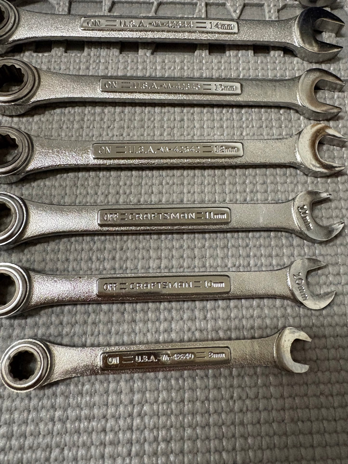 Sears Craftsman USA 8pc Metric Combination Ratcheting Wrench Set 42445 8-18 MM