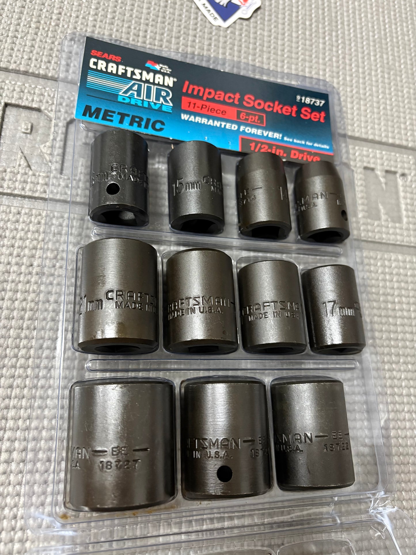 NOS Sears Craftsman 11pc Metric 1/2” Drive Impact Socket Set 18787 USA 13-27mm