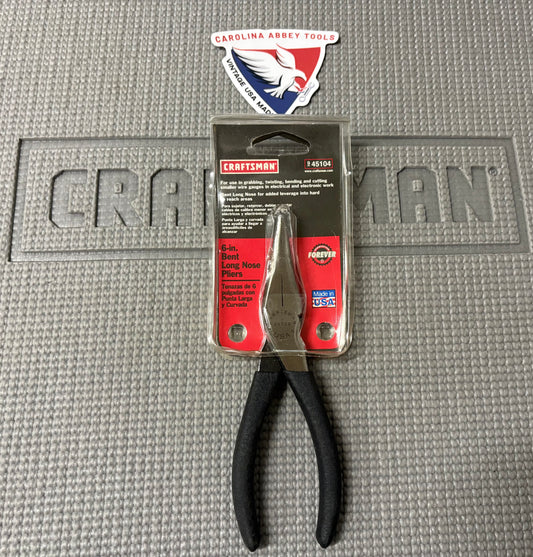 NOS Sears Craftsman USA Bent Long Nose Plier 6” 45104 WF USA New On Tag