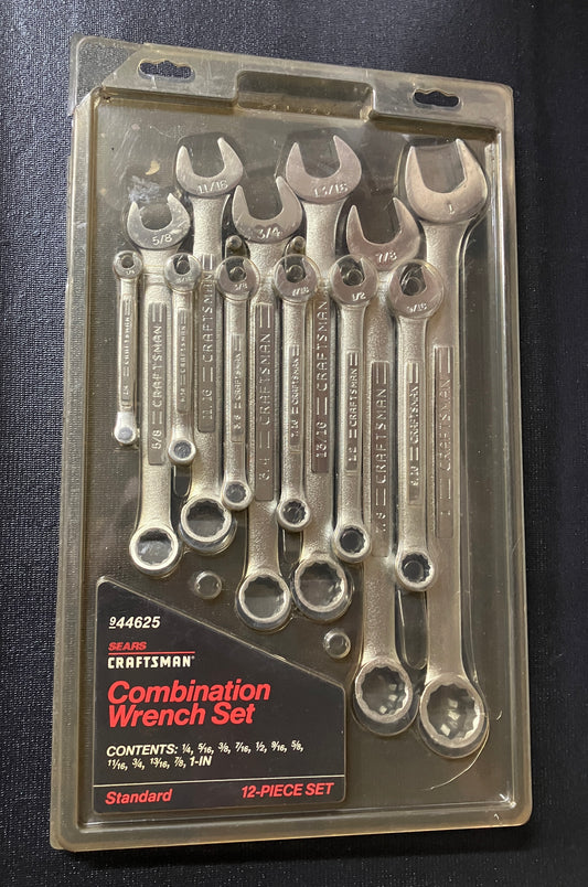 NOS Vintage Craftsman 12pc Combination Wrench Set 1/4” to 1” 44625 USA -VV-