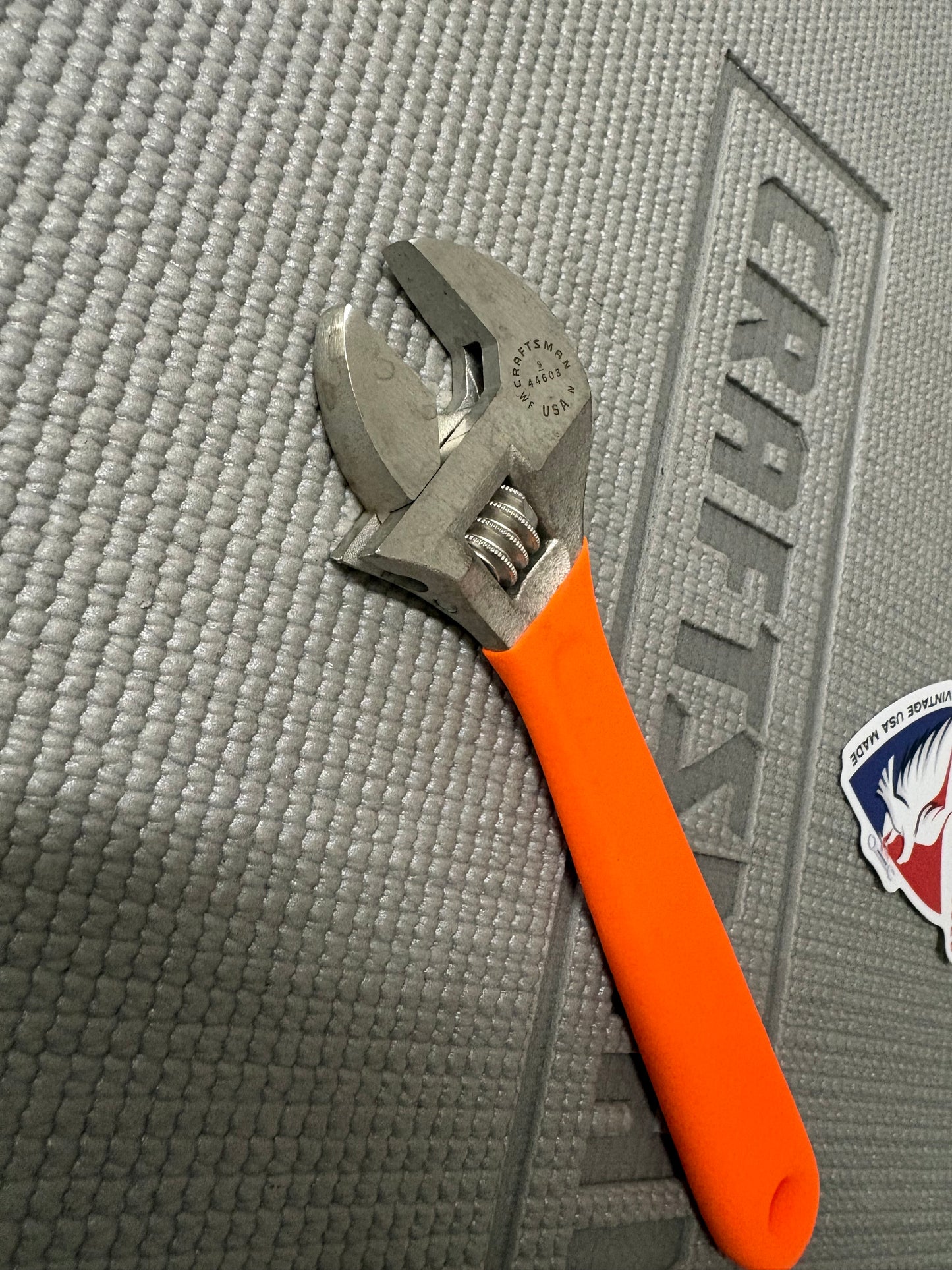 Sears Craftsman Orange Hi Viz 8" Adjustable Wrench 44603 WF USA Like New!