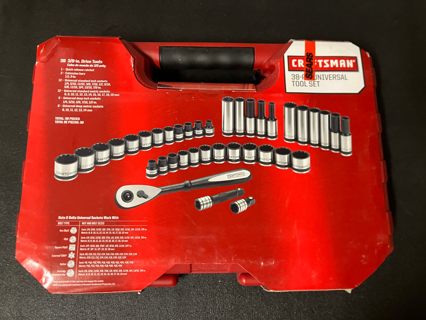 Craftsman 38pc Universal Tool Set 35469 Rare Universal Mechanics Set Open Box