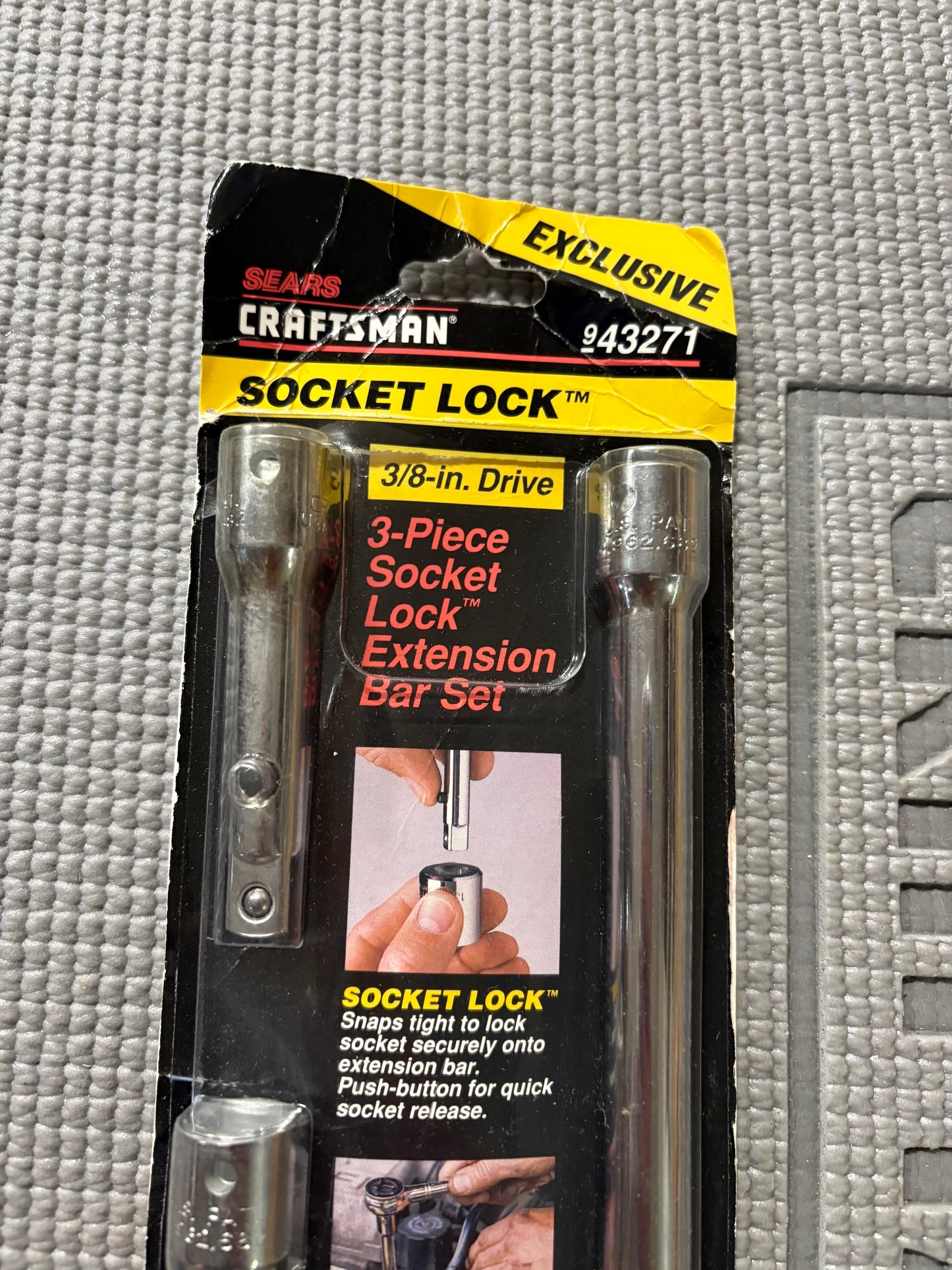 NOS Sears Craftsman USA 3pc 3/8" Socket Lock Extension Bar Set 43271 Very Rare!
