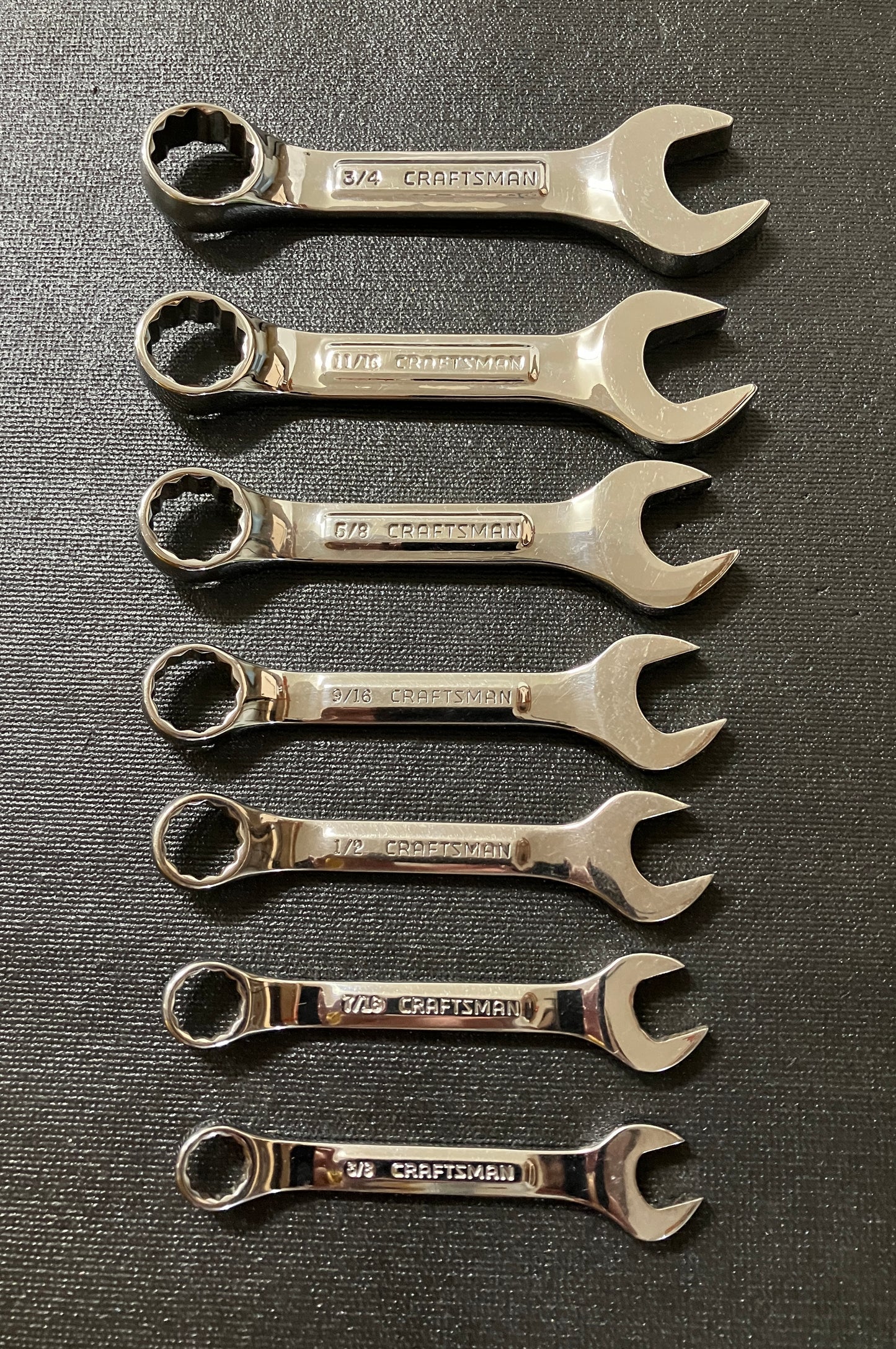 Vintage Craftsman Professional 7pc Stubby SAE Combination Wrench Set 44101 -VV- USA