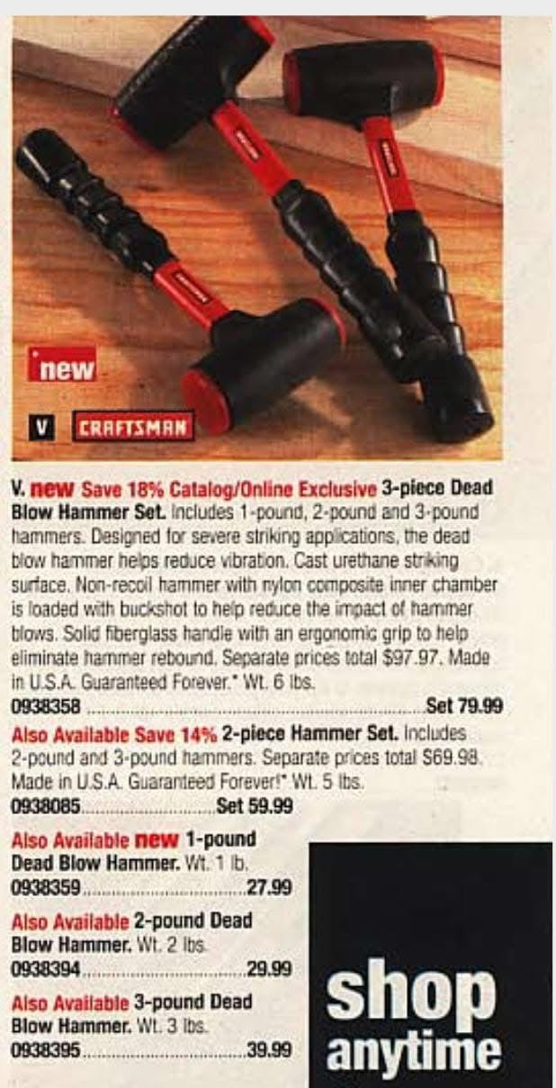 NOS Sears Craftsman 1Lb Dead Blow Hammer 38359 Made in USA