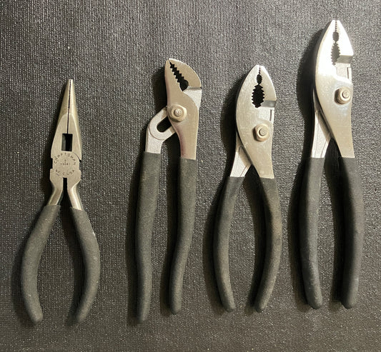 Vintage Craftsman Pliers 4pc Bundle WF C USA Slip Joint (2) Arc Joint, & Needle Nose