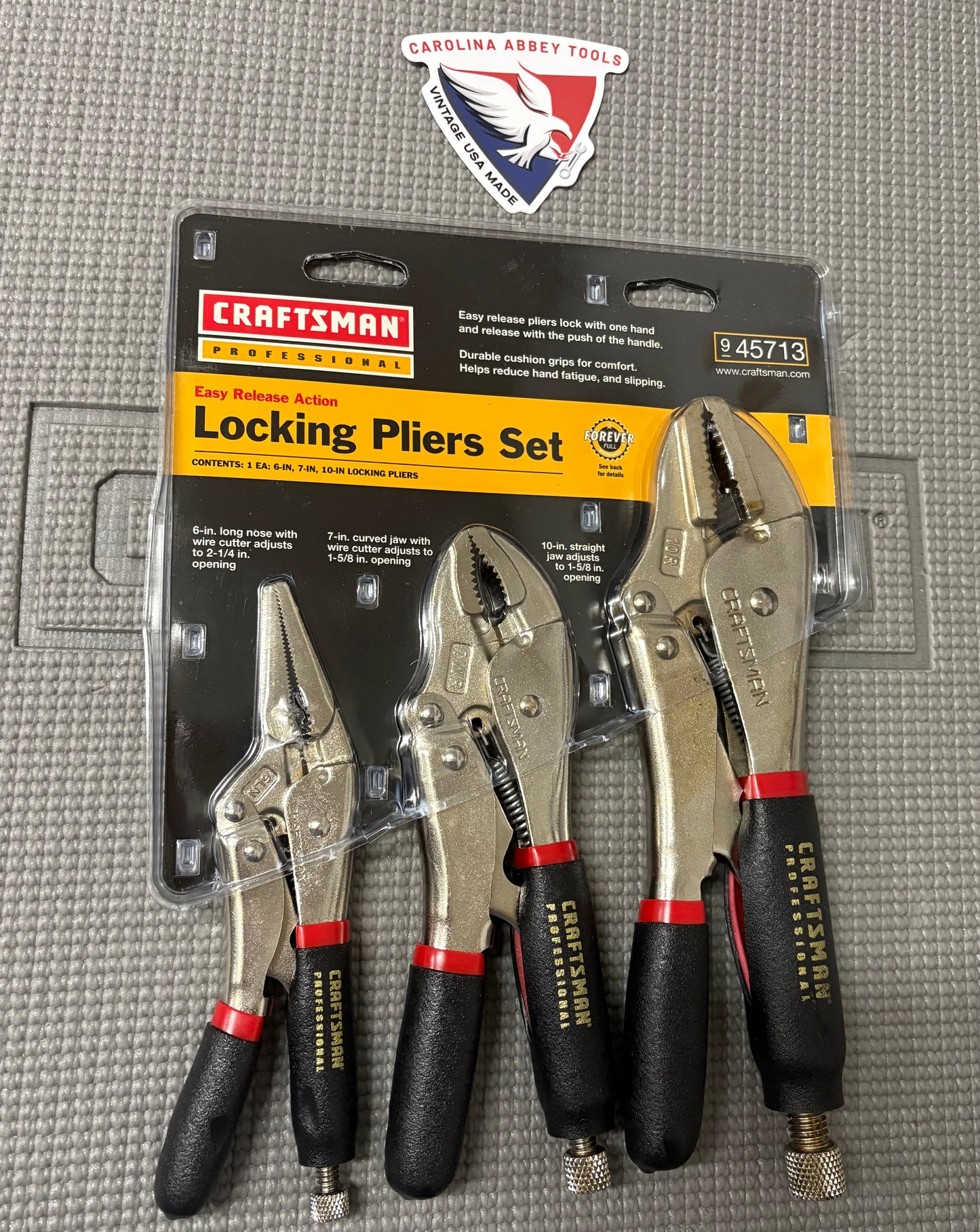 NOS Craftsman Professional 3pc Easy Release Locking Pliers 6LN 7WR 10R 45713 USA