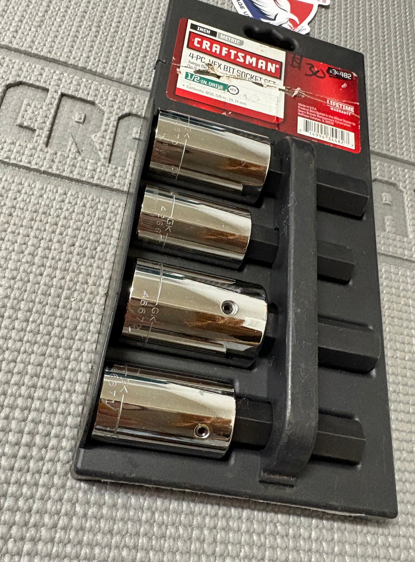 NOS Sears Craftsman USA 34482 Hex Bit Socket Set 1/2” Drive 9/16" 5/8" 14/17mm