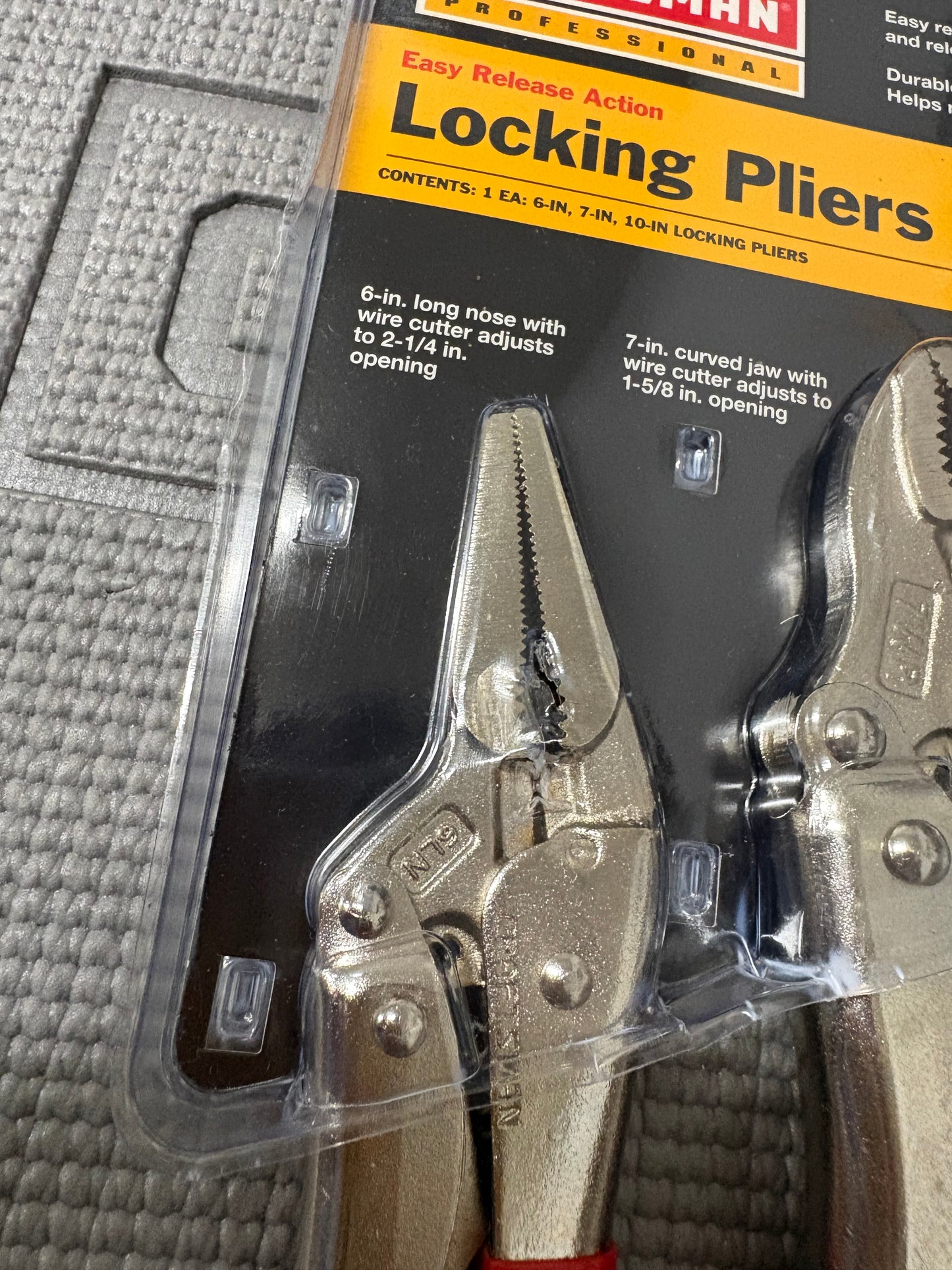 NOS Craftsman Professional 3pc Easy Release Locking Pliers 6LN 7WR 10R 45713 USA