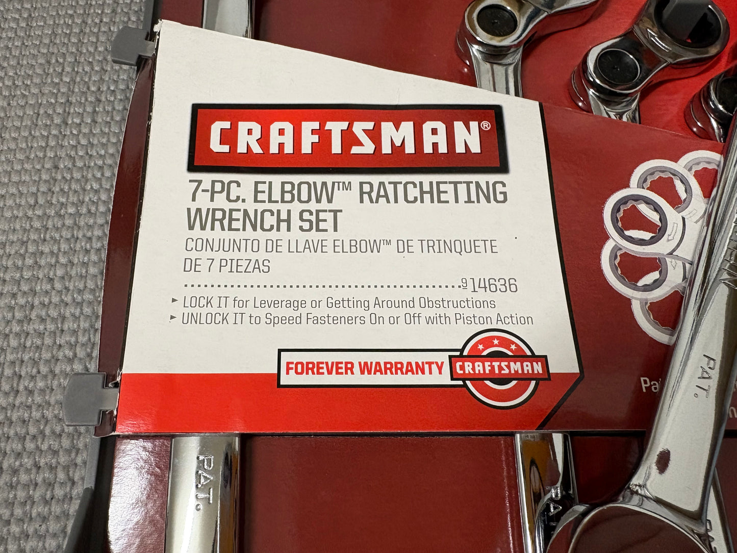 Sears Craftsman Metric 7pc Elbow Ratcheting Wrench Set 14636