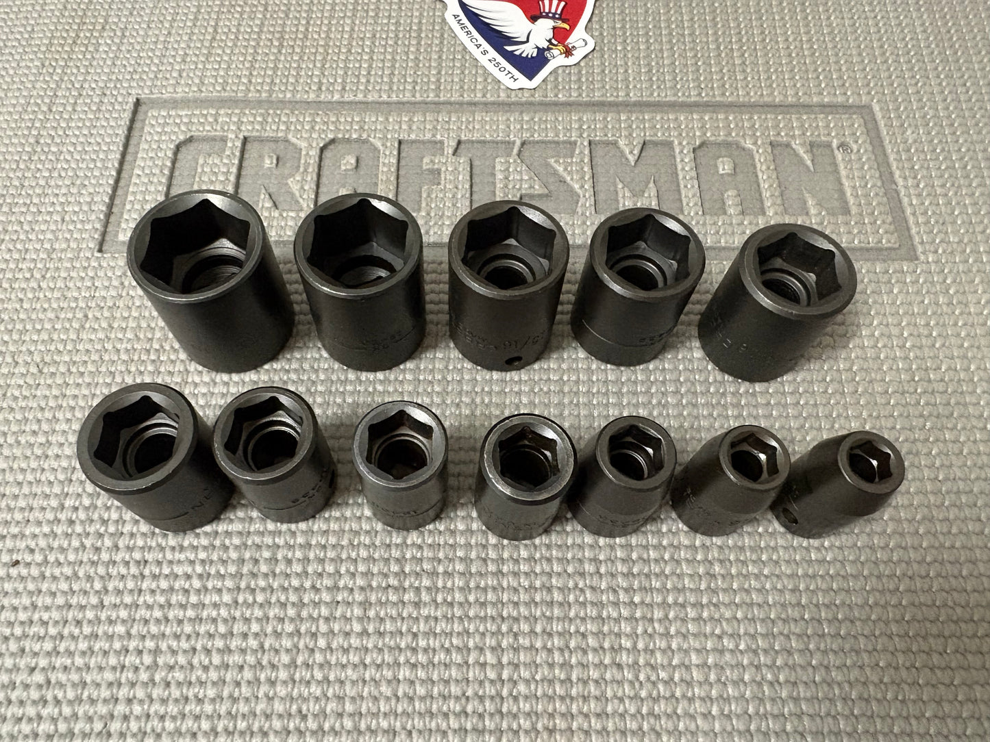 Sears Craftsman 1/2" Drive 12pc SAE Impact Socket Set 19430 USA w/ Case