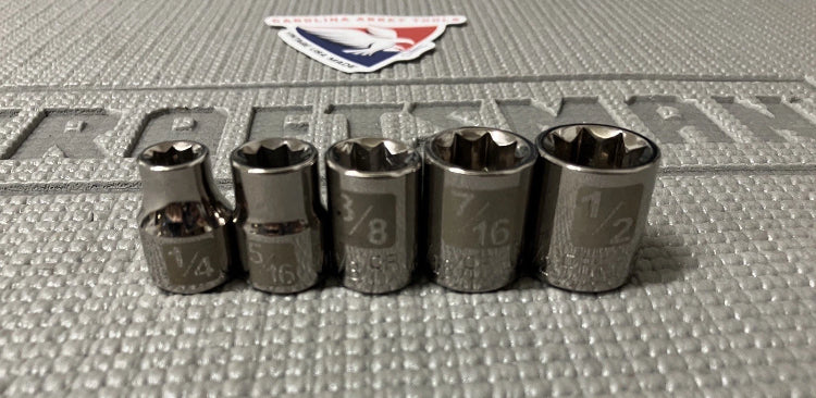 NOS Sears Craftsman 5pc 8 Point Socket Set Easy Read Laser Etch G2D 45794 USA