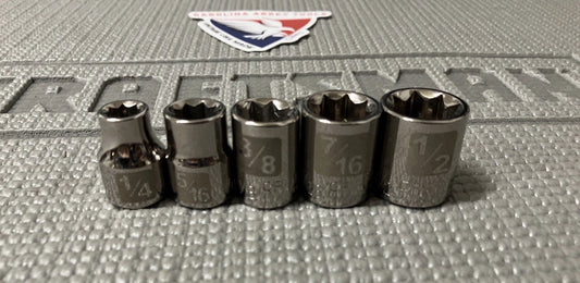 NOS Sears Craftsman 5pc 8 Point Socket Set Easy Read Laser Etch G2D 45794 USA