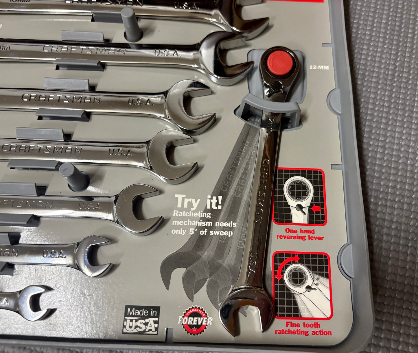 NOS Sears Craftsman 8pc Reversible Ratcheting Wrench Set 42405 USA Brand New!