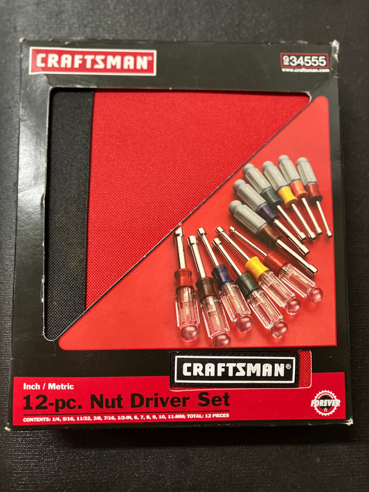 NOS Vintage Sears Craftsman 12pc SAE/Metric Nut Driver Set 34555 Made in USA
