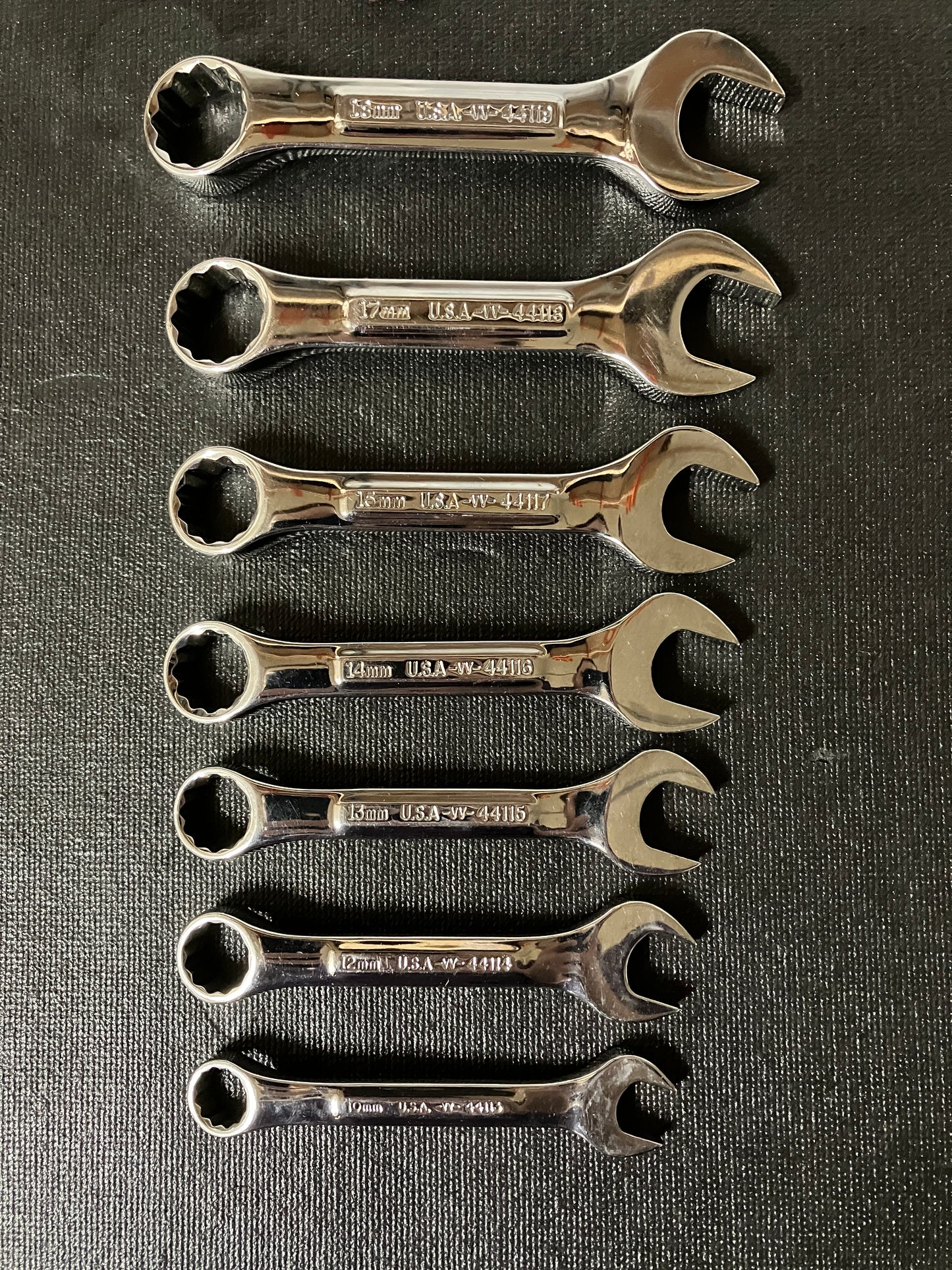 Vintage Craftsman Professional Raised Panel 7pc Stubby Wrench Set 10-18mm 44111 -VV- USA