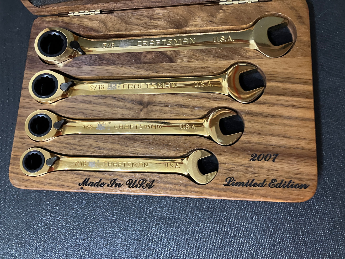 Vintage Sears Craftsman 80th Anniversary 2007 4pc Gold Ratcheting Wrench Set USA