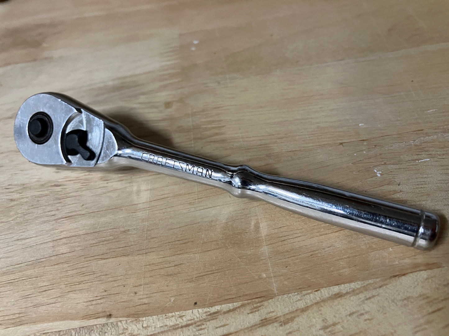 Vintage Craftsmal Full Polish 1/4" Drive Pear Head Quick Release Ratchet -VP- 44812 USA