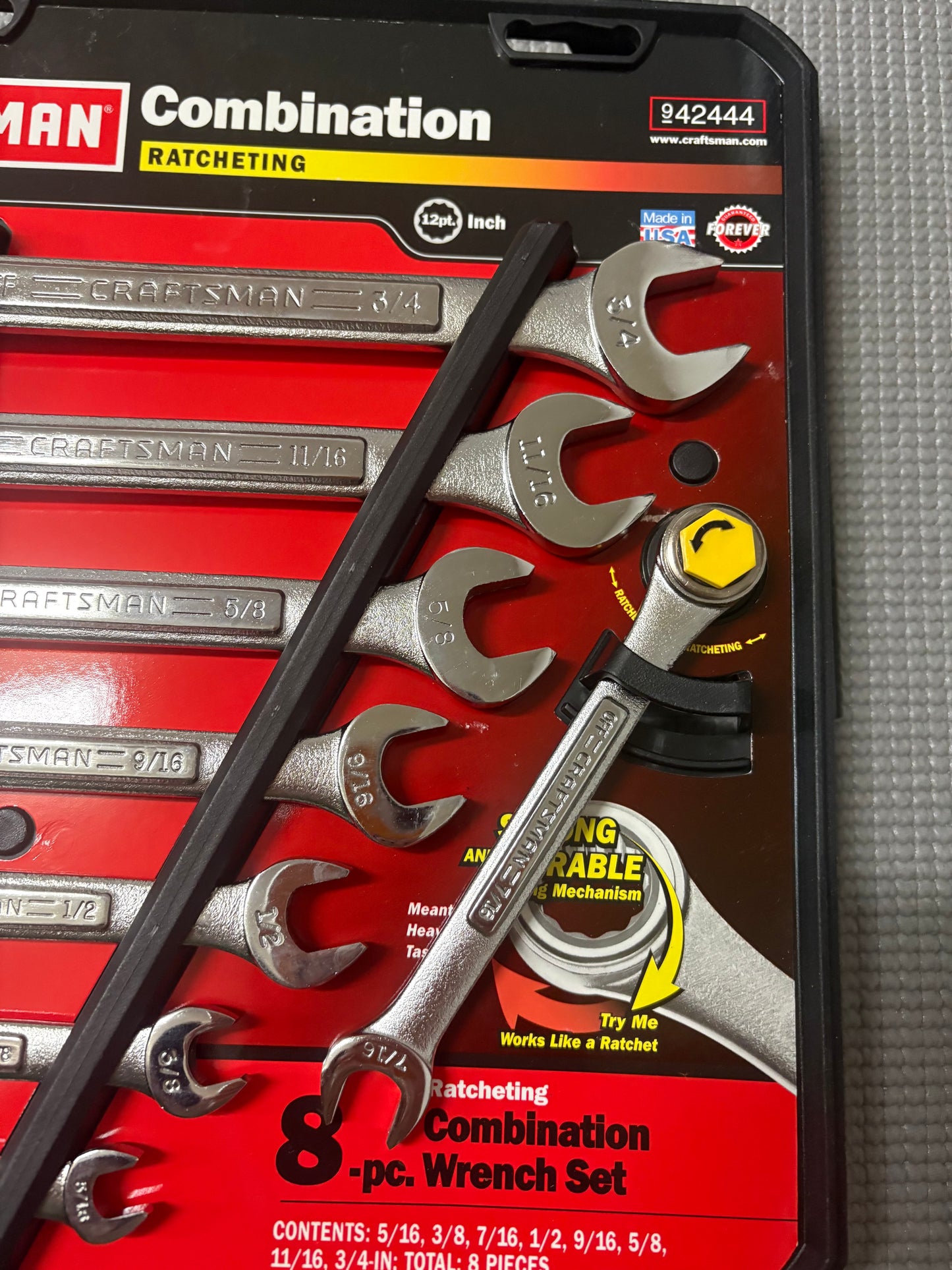 Sears Craftsman USA 8pc Ratcheting Combination Wrench Set SAE 42444 VA 5/16-3/4”