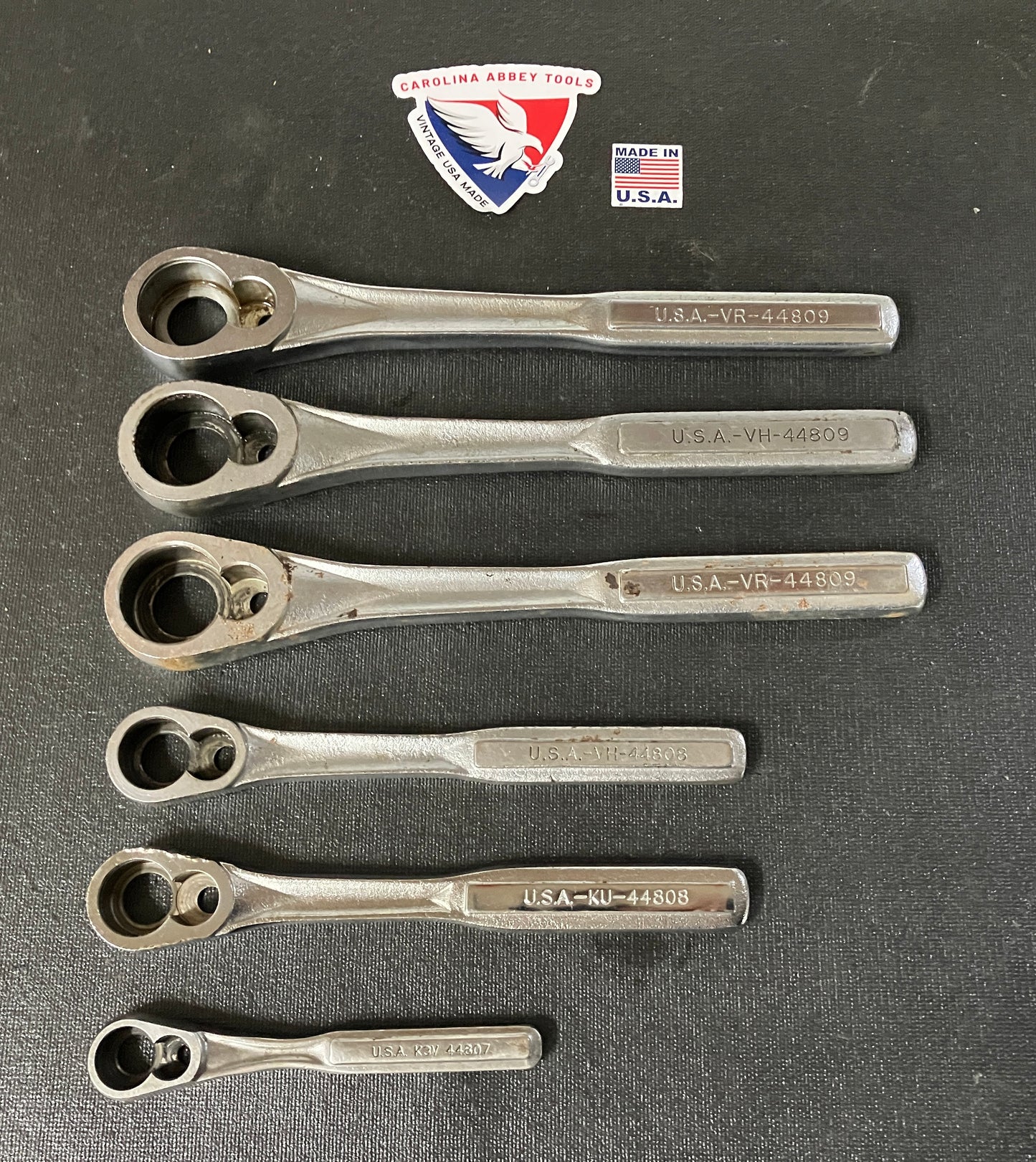 6 Vintage Craftsman Empty Ratchet Handles USA 1/4” 44807 3/8” 44808 1/2” 44809