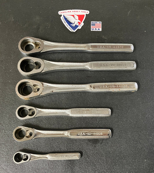 6 Vintage Craftsman Empty Ratchet Handles USA 1/4” 44807 3/8” 44808 1/2” 44809