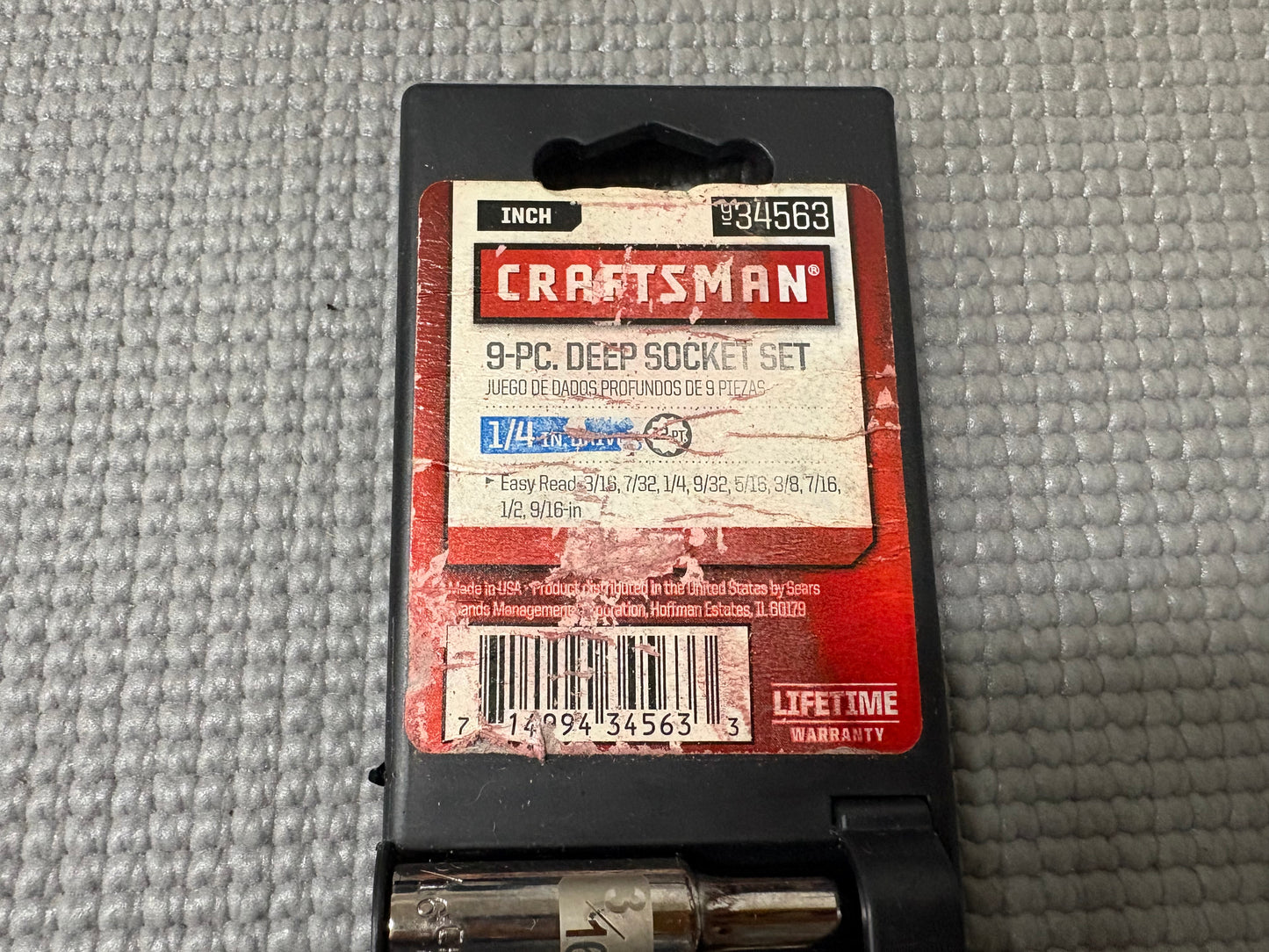 NOS Sears Craftsman USA 1/4” Drive SAE 9pc Easy Read Deep Socket Set 34563 Rare!