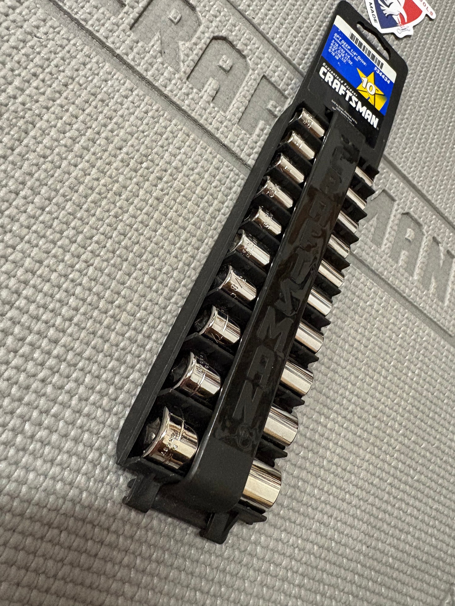 NOS Sears Craftsman USA 1/4" Drive Deep SAE Socket Set USA 6 Point 34434