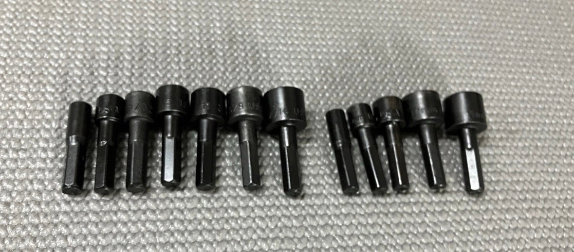 OEM Sears Craftsman USA 12pc Nutdriver Bit Set Rare Metric & Sae Tool Set Filler