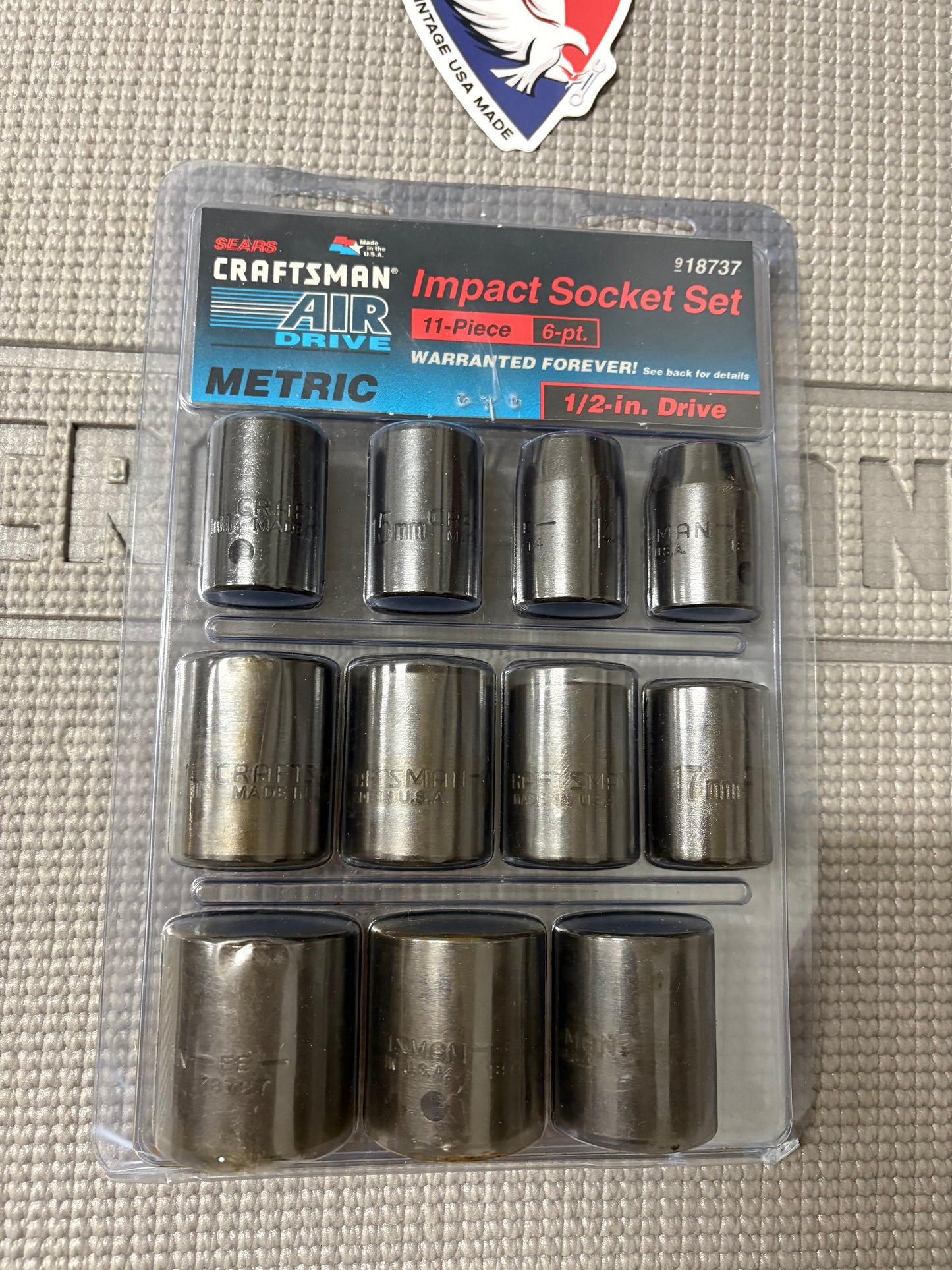 NOS Sears Craftsman 11pc Metric 1/2” Drive Impact Socket Set 18787 USA 13-27mm