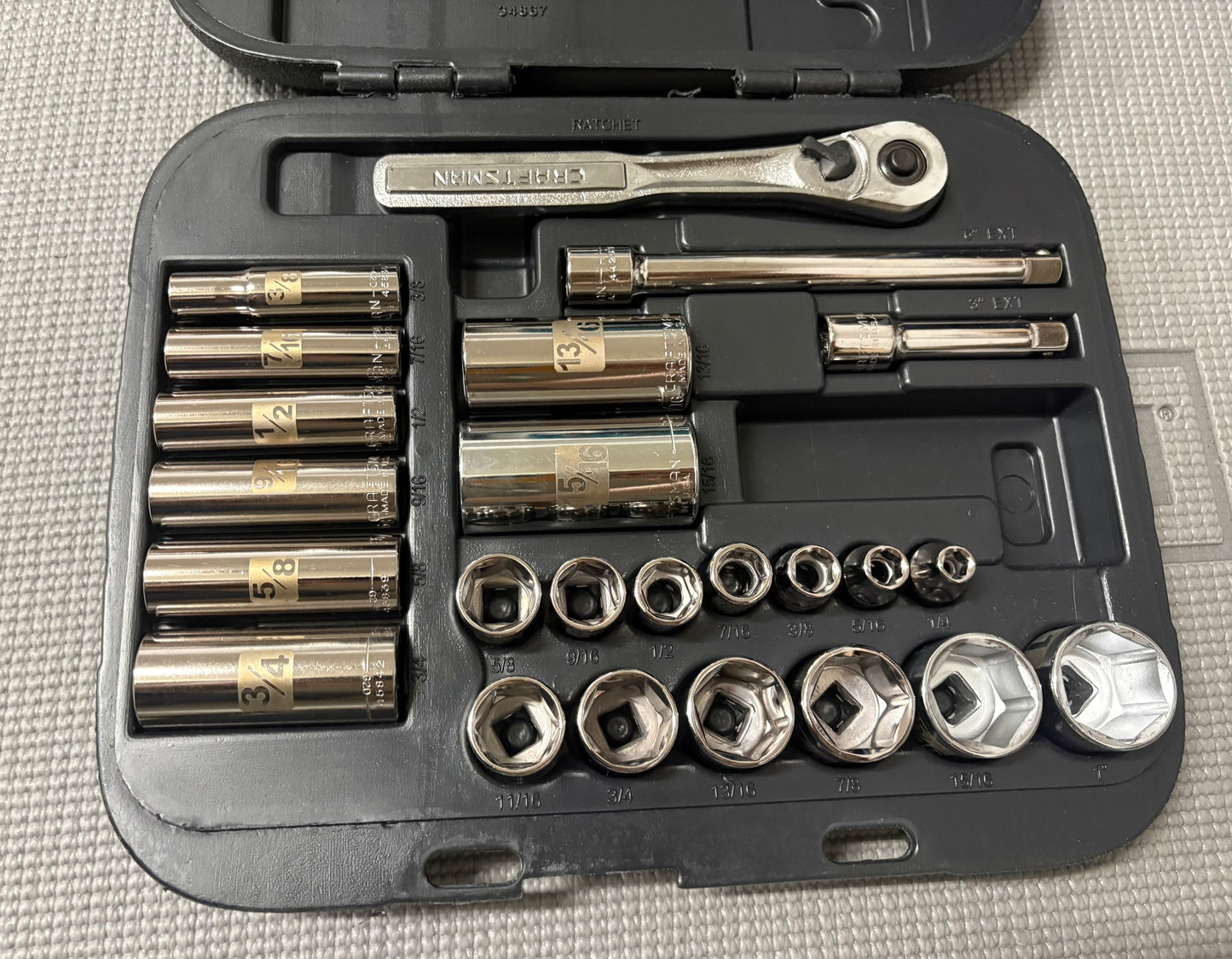 NOS Sears Craftsman 24pc 3/8” Drive Easy Read Socket Set 34867 USA Dual Marked