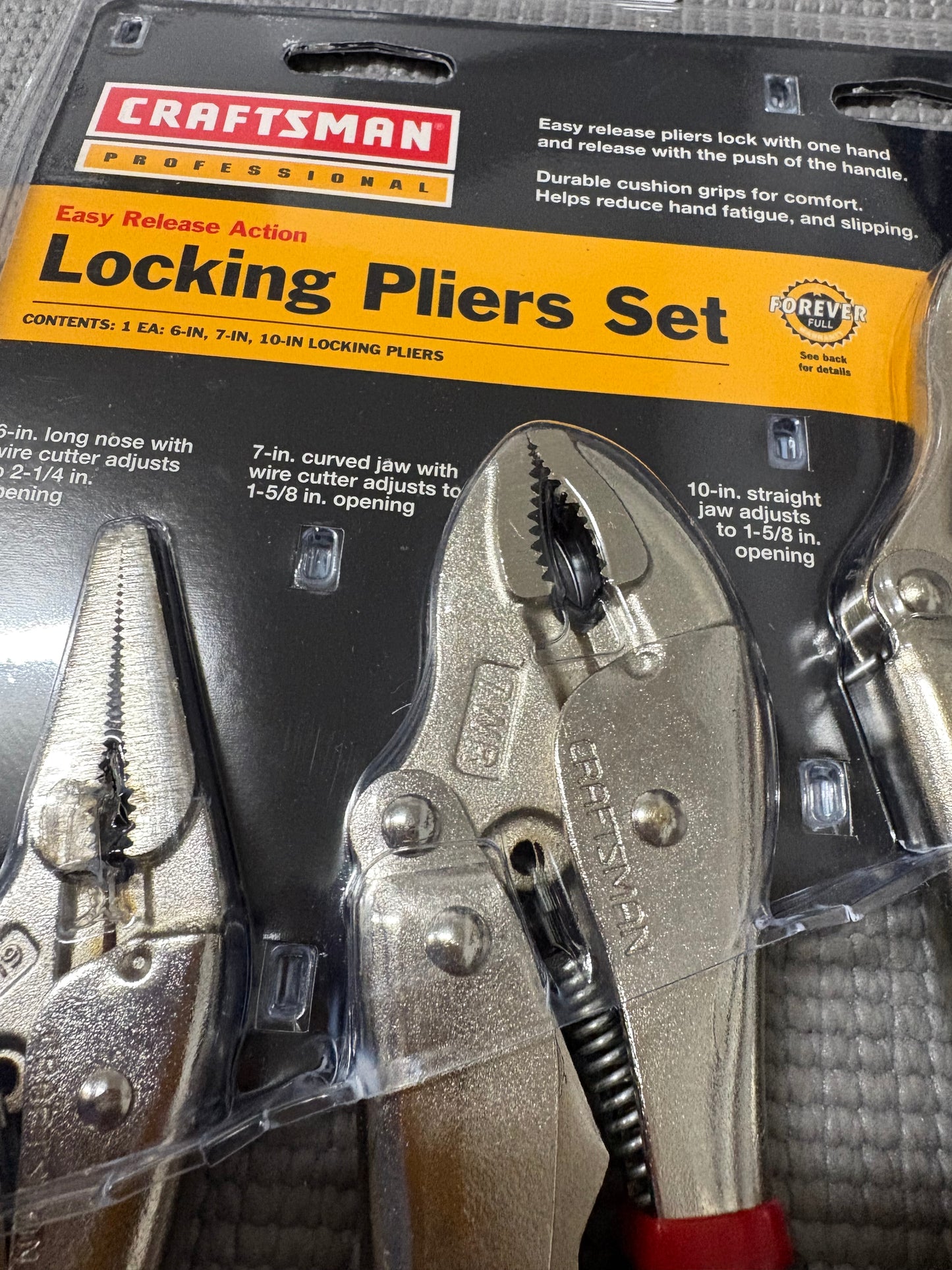 NOS Craftsman Professional 3pc Easy Release Locking Pliers 6LN 7WR 10R 45713 USA