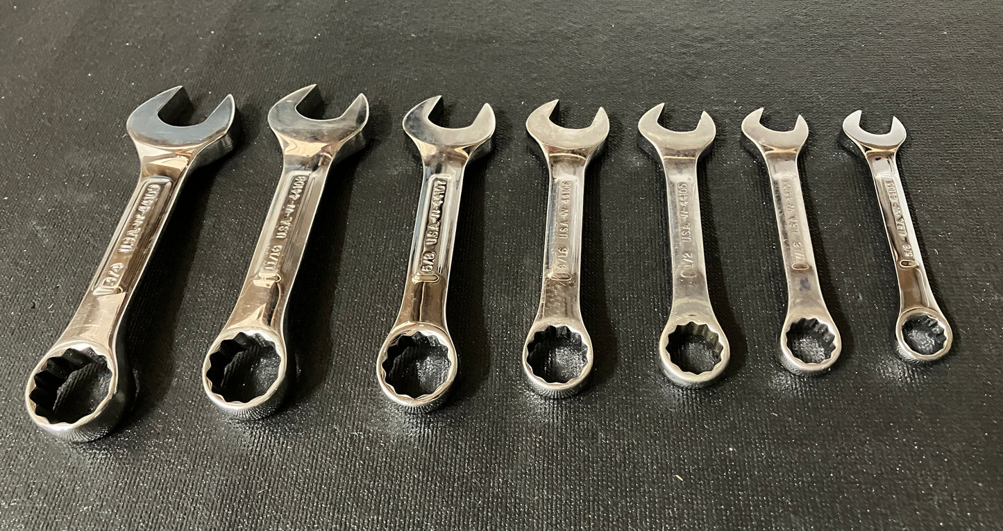 Vintage Craftsman Professional 7pc Stubby SAE Combination Wrench Set 44101 -VV- USA